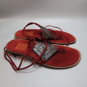 Goffredo Fantini Red Brown Leather Gladiator Sandals Shoes Sz 9